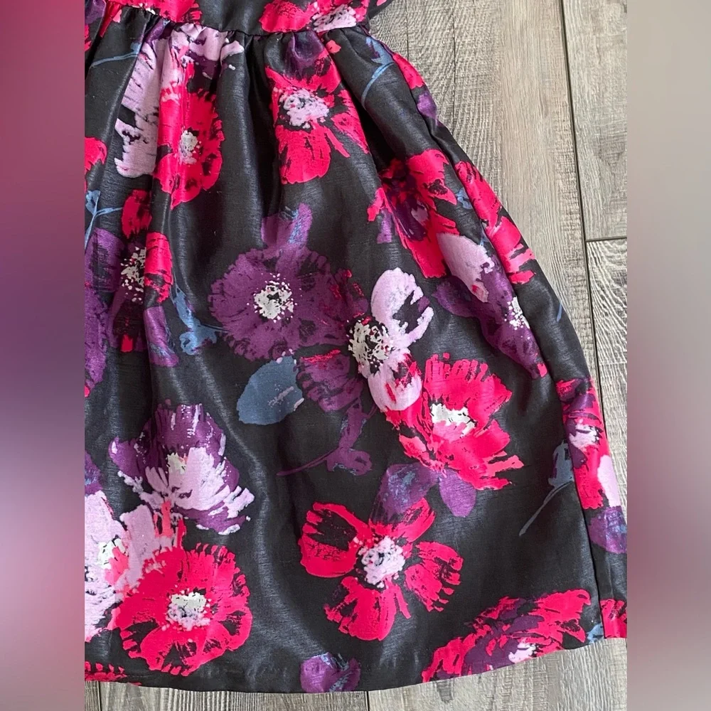 Gymboree Hot Pink Black Purple Lavender Floral Poppy Tulle Dress Girl’s Size 8